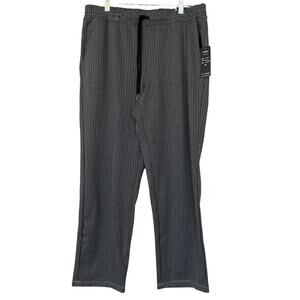 Robert Louis Womens Joggers Pants Size 1X Pull On Drawstring Black Pinstripe NEW